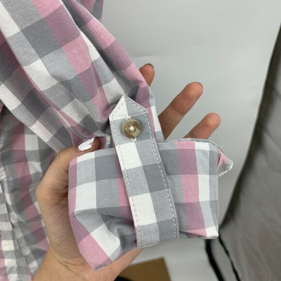 Carhartt Gingham Shirt Womens S Small Button Up Quarter Tab Sleeve Flap Pocket - Picture 7 of 16